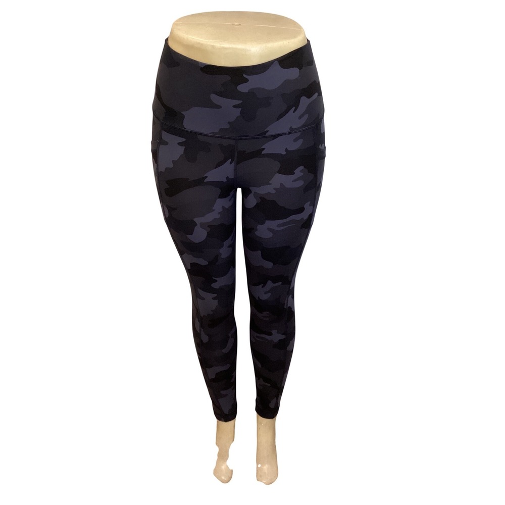 90 Degree By Reflex Women's‎ Black Gray Camo Print Leggings Activewear Size S